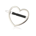 Fermaglio per capelli a cuore argento minimalista in lega lucida con presa nera - Argento (Con Copertura Antiscivolo)
