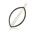 Minimalist gold alloy leaf hair clip with black enamel finish on white background - Black