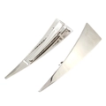 Polished silver triangle hair clip set with metallic finish and non-slip duckbill grip - Duckbill Hair Clips / Silver