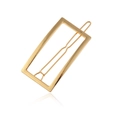Fermaglio per capelli rettangolare in lega dorata con design geometrico a cornice vuota - Oro