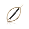 Minimalist gold metal marquise hair clip with a black matte center bar on white background - Gold With Black Tube
