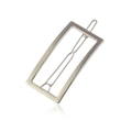 Fermaglio per capelli rettangolare vuoto in lega d'argento minimalista con finitura lucida - Argento