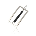 Fermaglio per capelli geometrico rettangolare argento minimalista con barra nera opaca - Stile Antiscivolo / Argento Con Tubo Nero