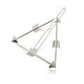 Arrow shape silver metal hair clip with three-arrow triangle design on white background - Silver