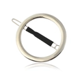 Minimalistische zilveren ronde metalen haarklem met zwarte pin voor dames op wit - Zilver (Met Zwarte Buis)