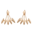 Elegant gold polished marquise-shaped jacket earrings with a fan-shaped radiant design - Leaf Stud Earrings / Gold Marquise