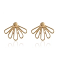 Boucles d'oreilles lotus évidées à 5 pétales dorées au design minimaliste et poli - Doré