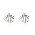 Boucles d'oreilles minimalistes en forme de fleur de lotus à cinq pétales au design épuré - Argenté