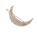 Fermaglio per capelli a luna scintillante con strass trasparenti su base dorata - Stile Strass Dorato