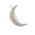 Fermaglio per capelli a luna d'argento con strass per donna, elegante design a luna - Stile Argento con Strass