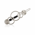 Detail of silver geometric triple-ring hair clip with spiral texture and matte black bar - Matte Silver