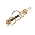 Minimalist golden geometric hair clip with triple overlapping circular metal rings - Gold