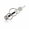 Modern silver triple geometric ring hair clip with sleek metallic finish and black bar - Silver