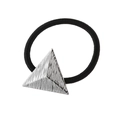 Elastico per capelli nero con decorazione a triangolo in metallo argento spazzolato - Argento