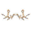 Elegante goldene Kristall-Blatt-Ohrringe mit Marquise-Steinen im trendigen Front-Back-Design - Gold