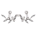 Elegante silberne Blatt-Ohrstecker mit Marquise-Kristallen und florale Zweig-Design - Silber