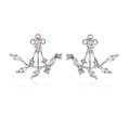 Exquisite silberfarbene Blatt Ohrringe mit Kristallen im Marquise Schliff - Verstellbarer Lochstil / Silber