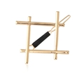 Minimalist gold alloy geometric hair clip with sleek square frame design on white background - Gold