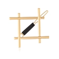 Matte gold geometric square hair clip with black rectangle accent and wave grip - Matte Gold
