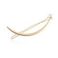 Elegant gold crescent hair clip with matte metal finish and a white pearl accent - Matte Gold