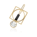 Geometrische Haarspange in Gold mit quadratischem Design und Marmorstein-Anhänger - Mattgold