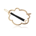 Minimalist hollow cloud hair clip in gold finish with black pin on white background - Gold (With Black Tube)