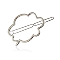 Polished silver alloy cloud shape cutout hair clip with elastic metal bar - Silver