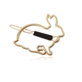 Minimalist golden hollow rabbit metal hair clip for women with a polished metallic finish - Matte Gold (With Black Sleeve)