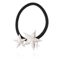 Elastico per capelli nero minimalista con tre ciondoli a stella in argento martellato - Argento Opaco