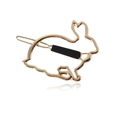 Detail of a hollow metal rabbit hair clip with gold finish and anti-slip black coating - Gold (With Black Sleeve)