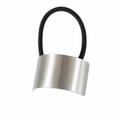 Élastique à cheveux noir minimaliste avec une boucle rectangulaire en alliage brossé - Petit / Argent Brossé