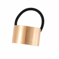 Élastique à cheveux minimaliste en alliage doré brossé avec bande élastique noire - Petit / Or Brossé
