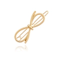 Eleganter goldener Metall-Haarclip in Schleifenform mit Seilstruktur und Glanz für Damen - Mattgold