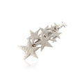 Pasador de pelo de estrellas en metal plateado martillado con pinza de pato - Plata Mate