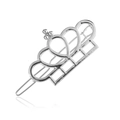 Eleganter silberner Kronen-Haarclip mit Herz-Ausschnitt und poliertem Metall-Finish - Silber