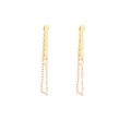 Pendientes de barra dorada minimalistas con cadenas largas colgantes de estilo moderno - Dorado