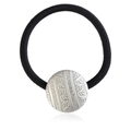 Elastico per capelli nero con fibbia in metallo argento inciso con motivi etnici - Argento Opaco