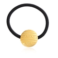 Dettaglio dell'elastico per capelli dorato vintage con fascia nera ad alta elasticità - Oro Opaco