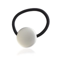 Klassieke zwarte elastische haarelastiek met mat zilveren ronde metalen ornament - Mat Zilver