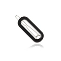Minimalist oval black enamel hair clip with silver metal frame and elegant mirror reflection - Silver Black Paint Style (FS-000339) / Silver Black