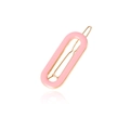 Detail of a pink oval hollow hair clip with a gold-plated wavy alloy pressure bar - Gold Pink