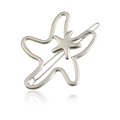 Pince à cheveux étoile de mer argentée élégante avec centre étoile pour femmes - Argent Mat