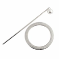Minimalist silver textured alloy hair stick and metal ring set with white pearl accent - Artificial Pearl Stick, Textured Silver