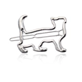 Pasador de pelo de aleación de plata pulida con silueta de gato hueca y estilo minimalista - Estilo de Gato / Plateado
