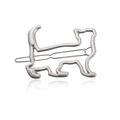 Pinza para el cabello minimalista de aleación plateada con silueta de gato y acabado pulido - Estilo de Gato / Plata Mate