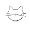 Fermaglio per capelli a gatto in argento con perla bianca per acconciature moda - Argento