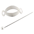 Fermaglio ovale in argento spazzolato e set di forcine con perle per acconciature - Perla / Argento