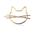 Fermaglio per capelli a gatto dorato traforato con perla per un look femminile elegante - Oro