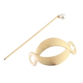 Set elegante con fermaglio dorato traforato e forcina con perla in metallo spazzolato - Perla / Oro