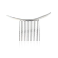 Polished silver metal hair comb with minimalist curved bar and 20 fine teeth for women - Silver